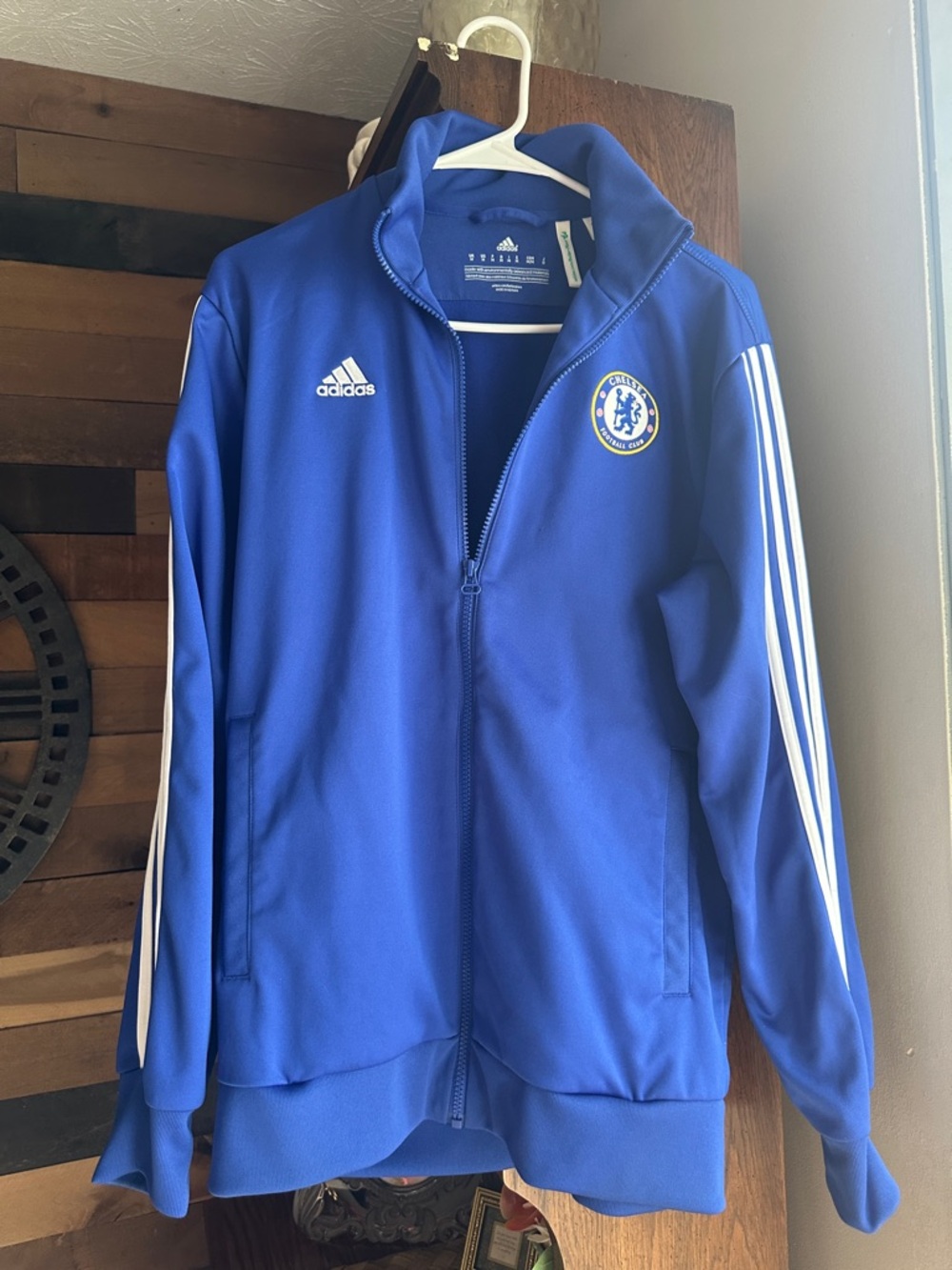 adidas Chelsea Blue Track Jacket with White Stripes
